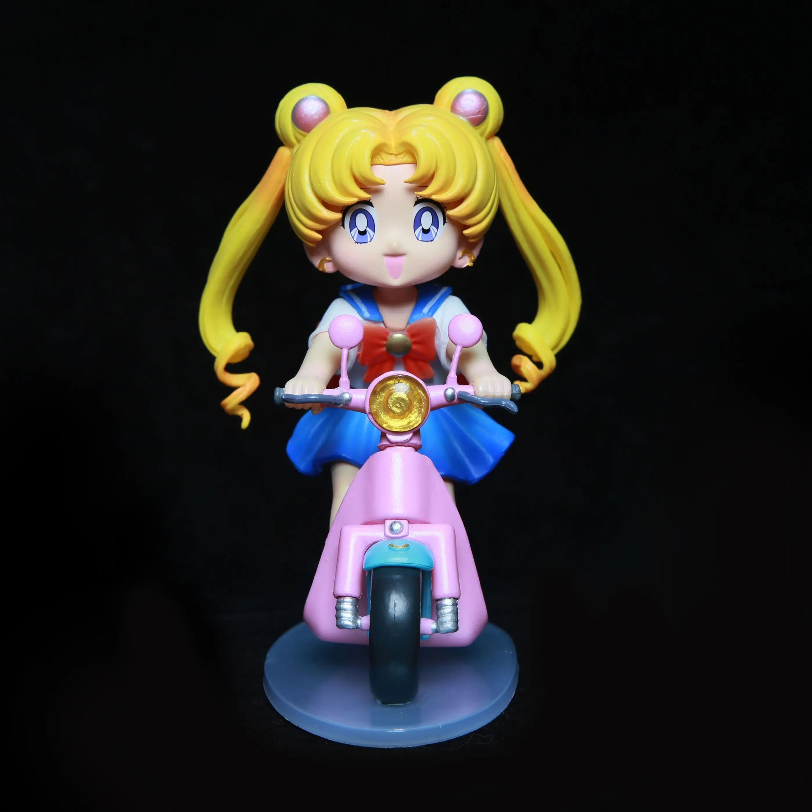 Sailor Moon Anime Figure 13cm Q Version Tsukino Usagi Ride A Bike Figurine Collection Desktop Decor Ornament Doll Kid'S Toy Gift