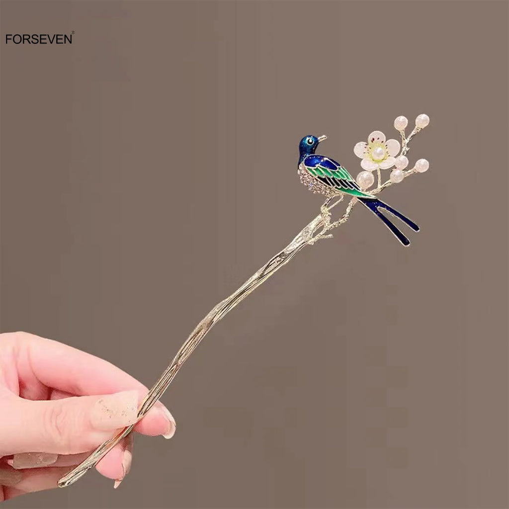 Chinese Chopsticks Hair Sticks Forks Brids Flower Designs Pearl Hairpins Side Clips for Women Girls Hair Bun Maker Jewelry