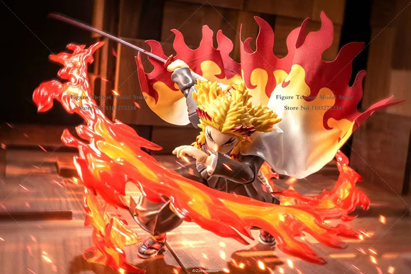 Rengoku Kyoujurou, Anime-Soldat im Maßstab 1/12, Mini-Spielzeug, weiß-roter Umhang, Zubehör für 6-Zoll-Anime-Demon-Slayer-Figur, Dekoration