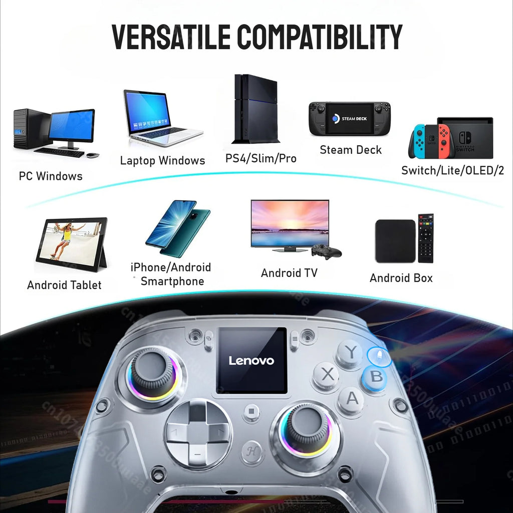 Lenovo X01 1,44 Zoll Smart Screen Wireless Controller 3 Modi für Switch PS4 IOS Android PC TV Programmierbares Gamepad mit Zurück-Taste