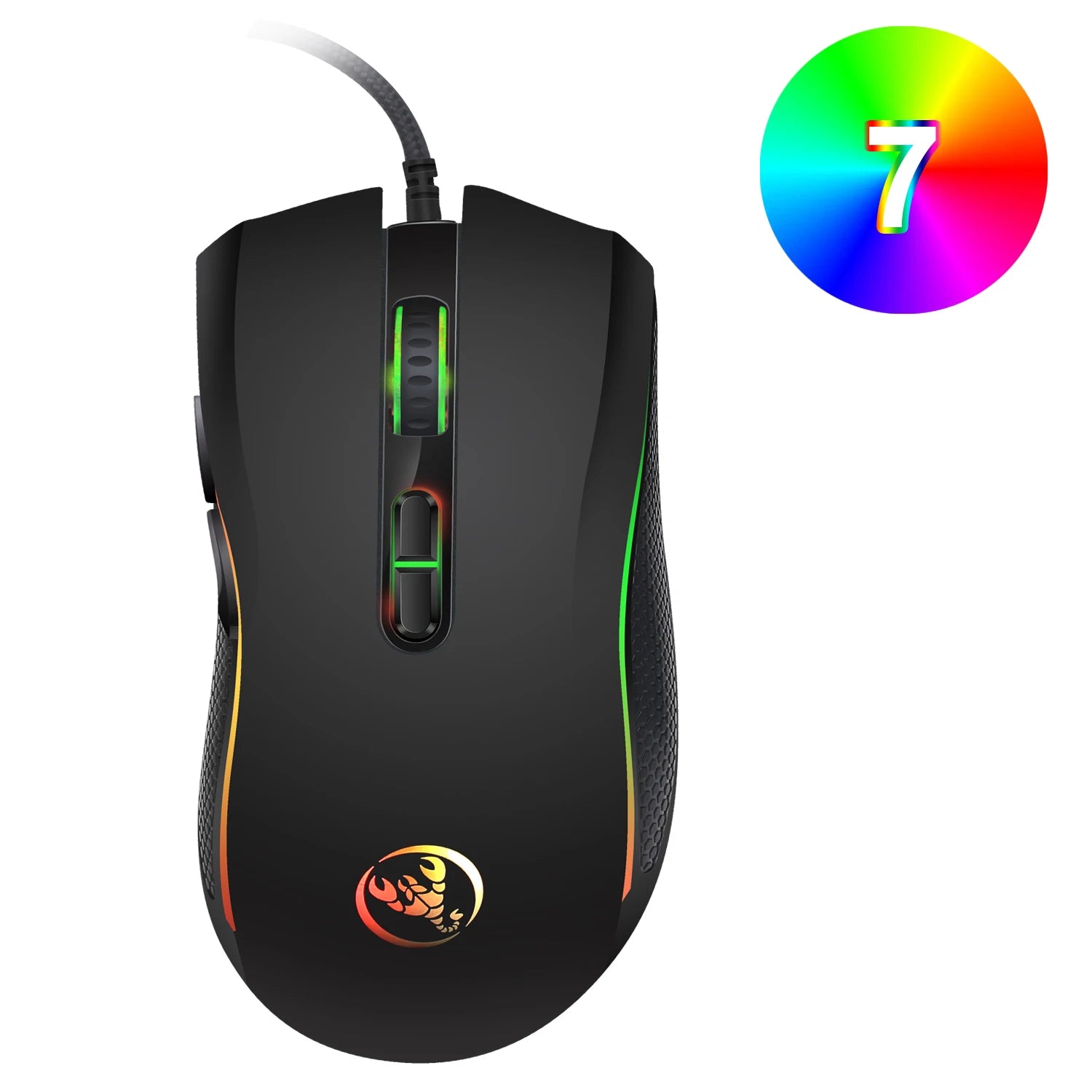 Популярен избор HXSJ A869 оптична ергономична RGB ABS геймърска мишка с 4 нива на регулиране на резолюцията за лаптоп и компютър