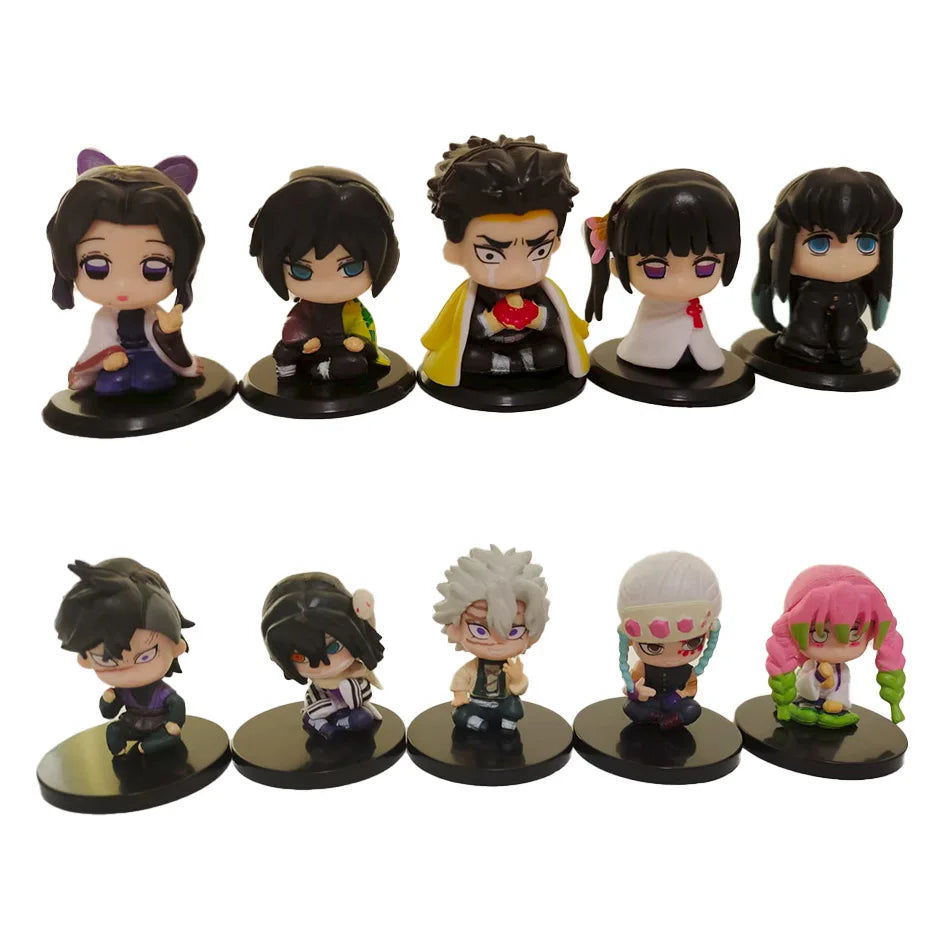 Hot Q Version Demon Slayer Sitting Ghost Doll Tanjiro Nidouzi Inosuke Zenizu Figure Action Figure Movie Model Toys Doll