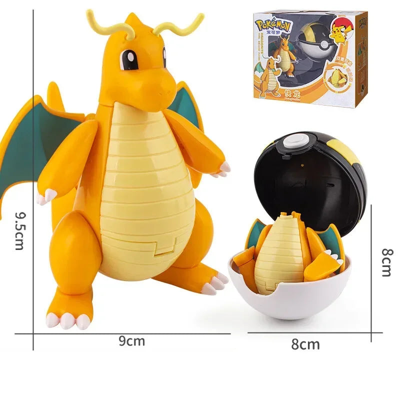 Pokemon Action Figure Transformer Doll Pokeball Figurine Poke Ball Deform Pikachu Greninja Lucario Mew Snorlax Lapras Kids Toy