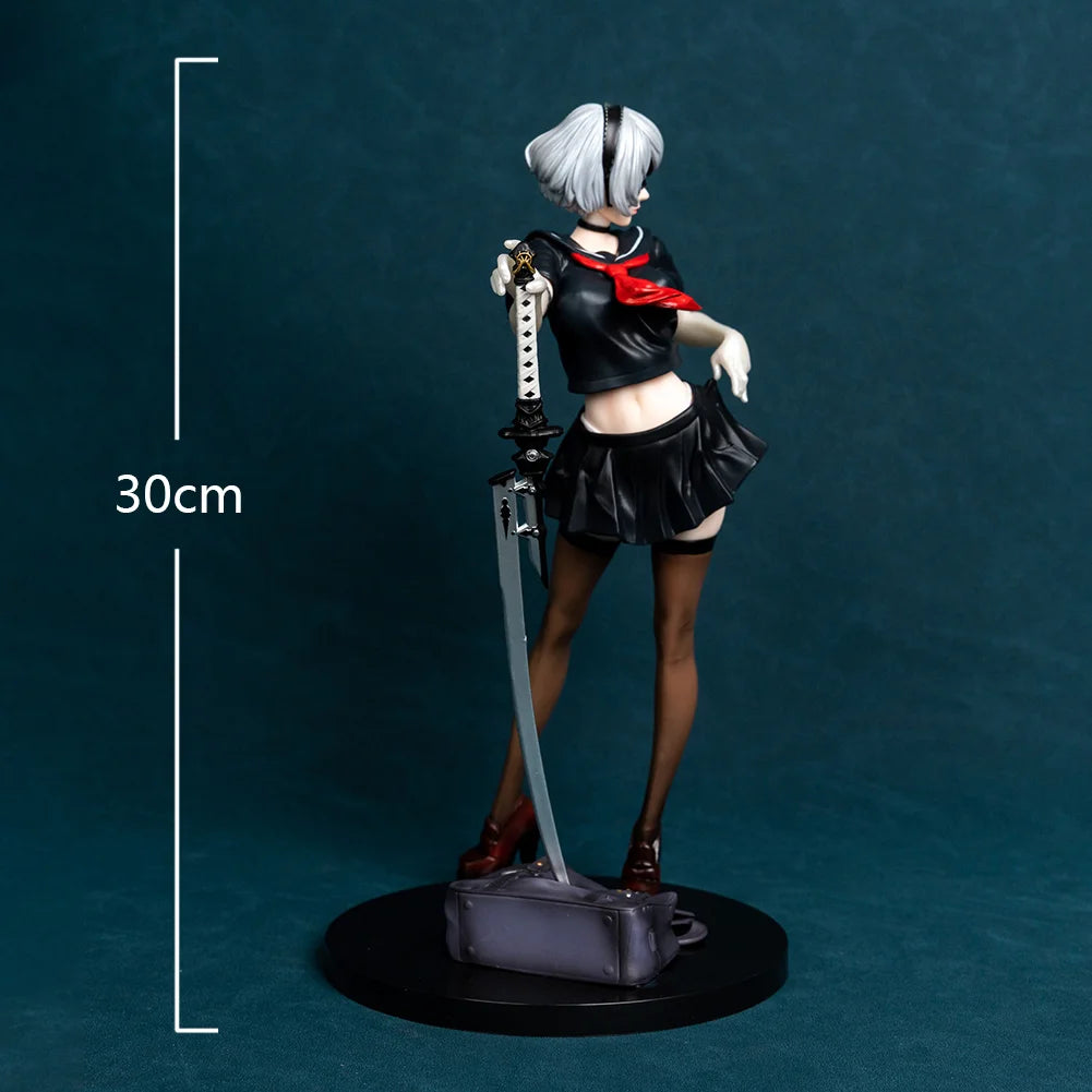 Anime 2B Figure Standing Pose Action Figure Kawaii Girl Sailor suit model PVC desktop ornaments Collection child toy Gifts 30cm