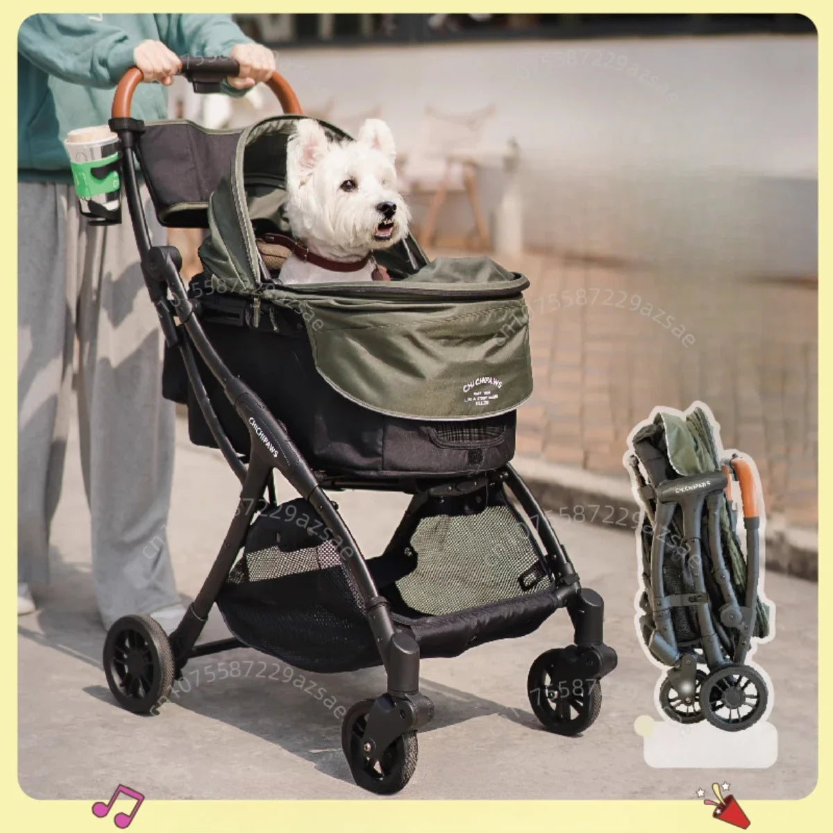 Lightweight Foldable Pet Stroller Small Dog Stroller Multifunctional Pet Stroller Ventilated and Breathable Pet Car