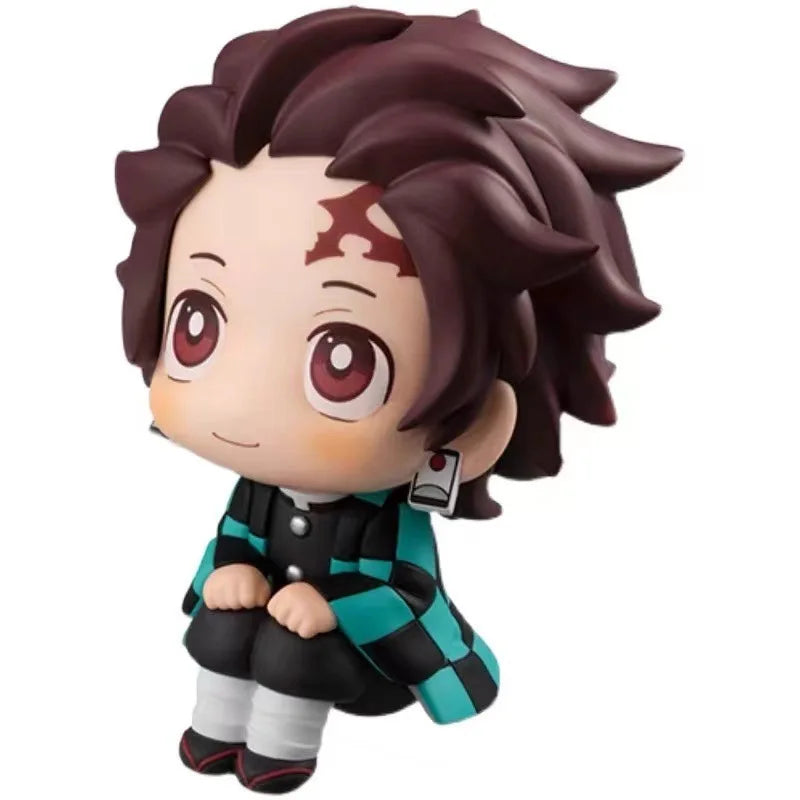 Anime 8/9cm Cute Q Versão Demon Slayer Action Figure Sentada Tanjiro Kamado Nezuko PVC Action Model Kid Toy Gift