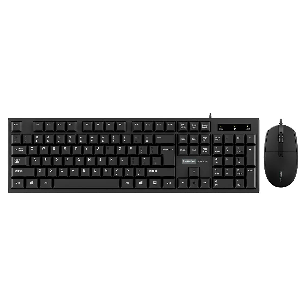 Lenovo Kabelgebundenes Tastatur- und Maus-Set, klassisches schwarzes Büro-Set, Business, Büro, Zuhause, Tastatur und Maus, 104 Tasten-Layout, Desktop, Laptop, universell