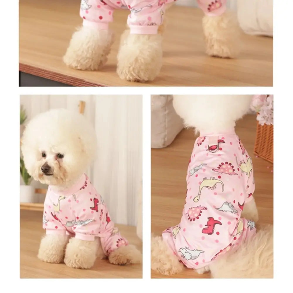 Cotton Soft Material Dog Pajama Stretchable Dinosaurs Design Winter Puppy Clothes for Chihuahua Yorkie Pet Supplies Pet Apparel