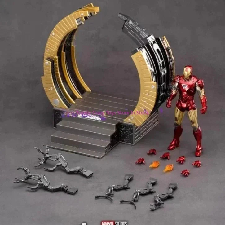 In Stock ZD Iron Man MK6 with Suit-up Gantry Original 1/10 Tony Stark Model Action Figure Collectible Toy Gifts for Children