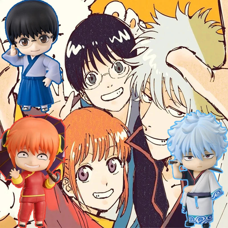 10CM GINTAMA Q version Sakata Gintoki Articulated Action Figures Doll Model Kit Joint Mobile Desktop Ornament Otaku Toys Gifts