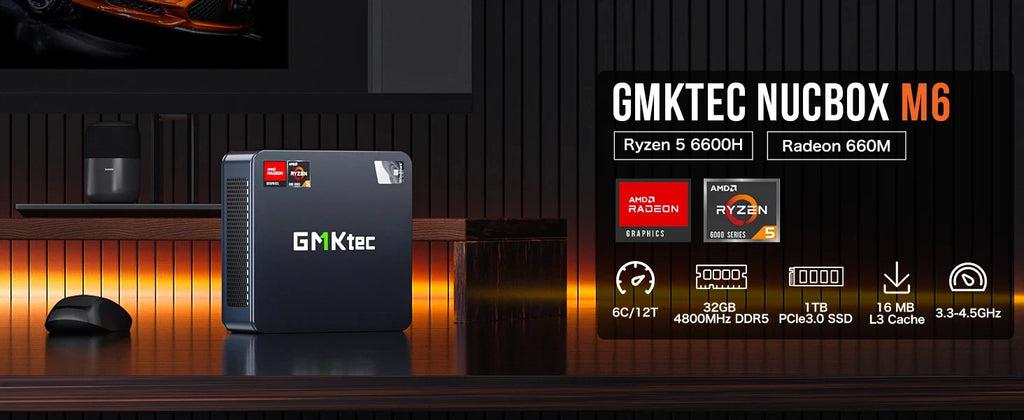 GMKtec M6 ryzen5 mini pc gamer AMD RYZEN 5 6600H DDR5 16GB 500GB 32GB 1TB SSD 5600Mhz NVME Pcie 3.0 Diy Office Gaming computer