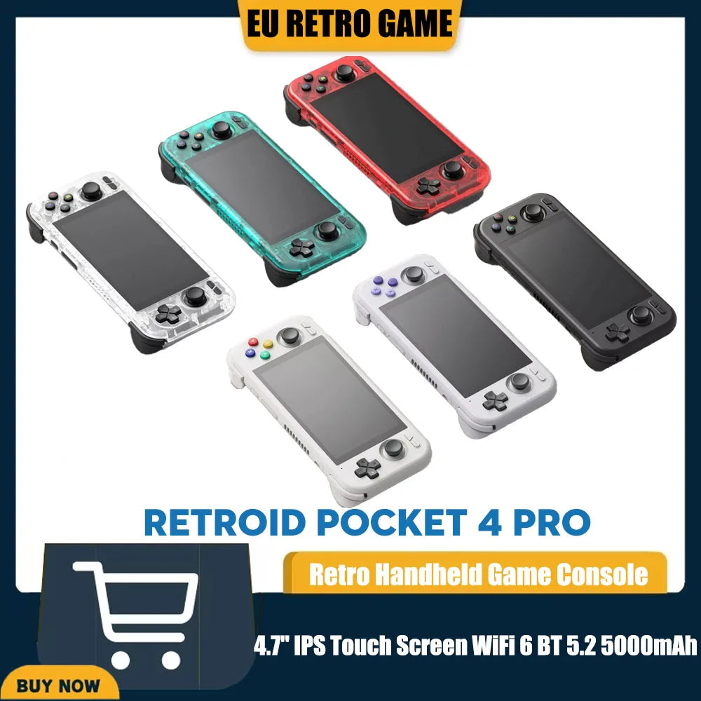 Retroid Pocket 4 Pro Handheld Game Console 4.7 Inch Touch Screen RAM 8GB WiFi 6.0 Bluetooth 5.2 5000mAh Video Game Player