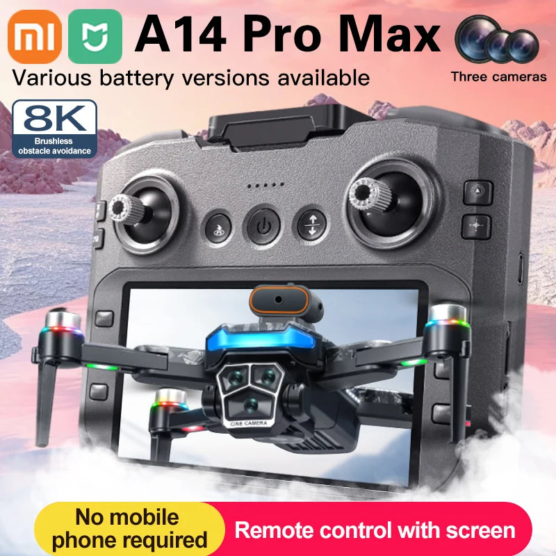 Xiaomi A14 PRO MAX Drohne Brushless 8K drei HD-Kamera Fernbedienung mit Bildschirm Optischer Fluss Intelligenter faltbarer Quadcopter