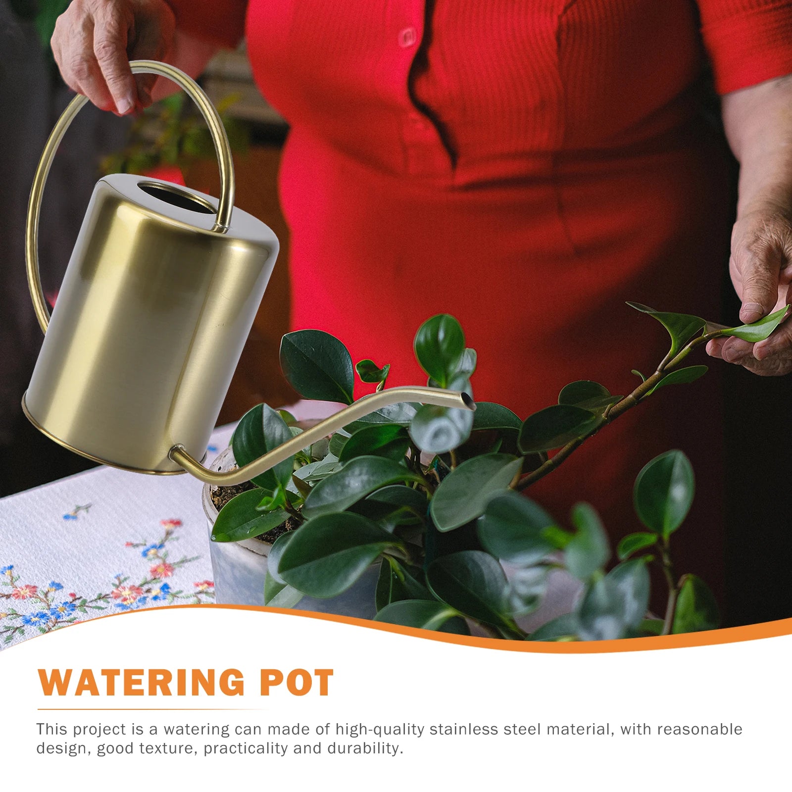 Brass Watering Can Stainless Steel Kettle Practical Pot Long Spout Metal Flower Sprayer Useful Watering Tool