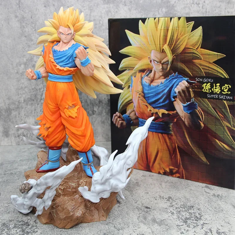 36cm Dragon Ball Anime Figure Son Goku Vegeta IV Figure Super Saiyan 3 Super Big Figures Saiyan  PVC Model Collection Gift Toys