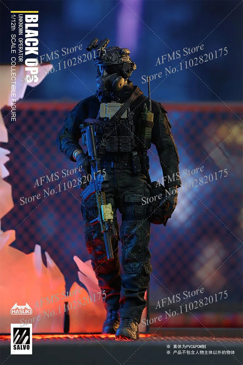 HASUKI SA01 1/12 Scale Collectibles Black OPS Night Action Team Full Set 6Inch Men Soldier Action Figure Body Models Toys