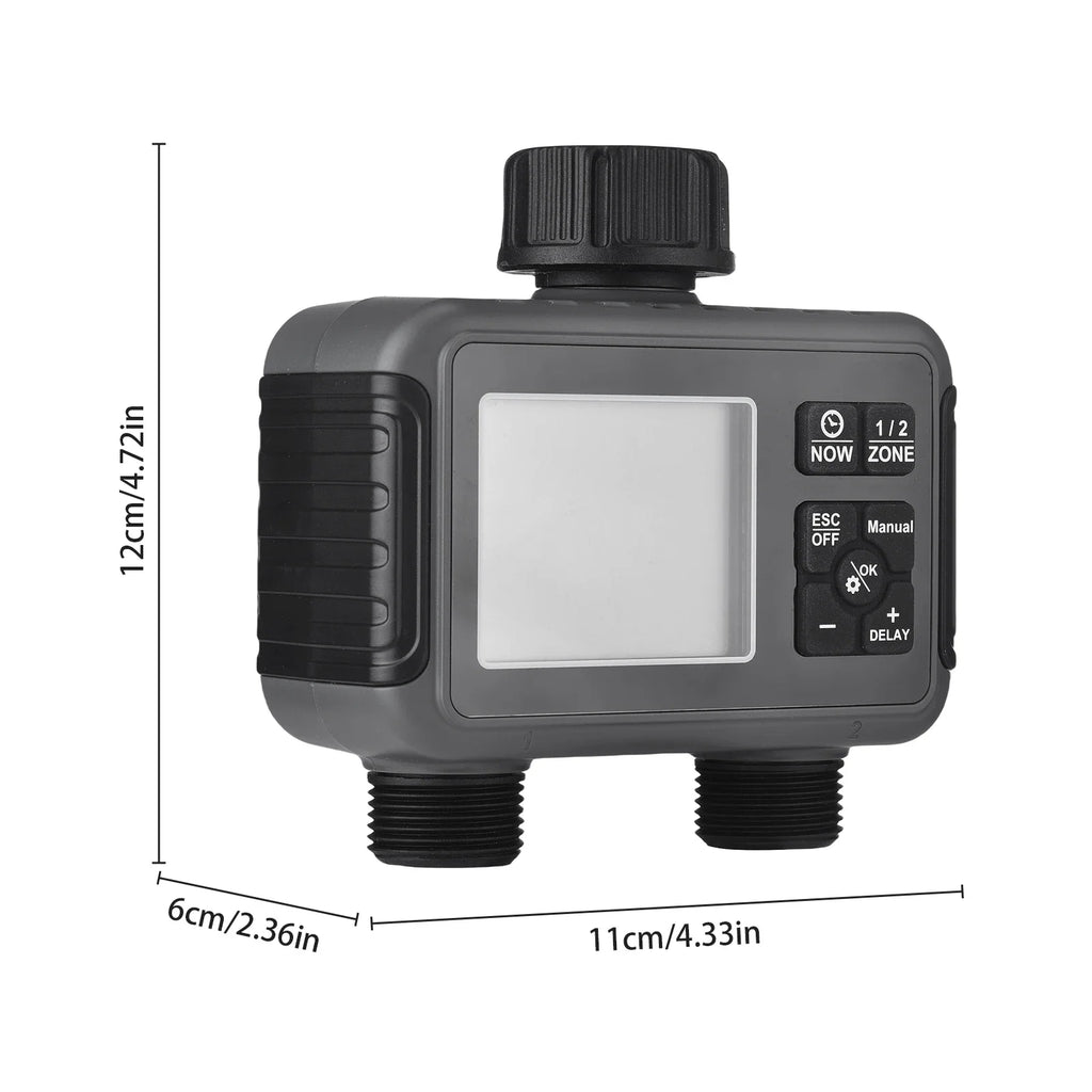 Wassertimer Gartenbewässerungssystem 2 Ausgänge Automatische Zeitventile Controller Regenverzögerung Bewässerung Großes LCD IPX5 Wasserdicht 