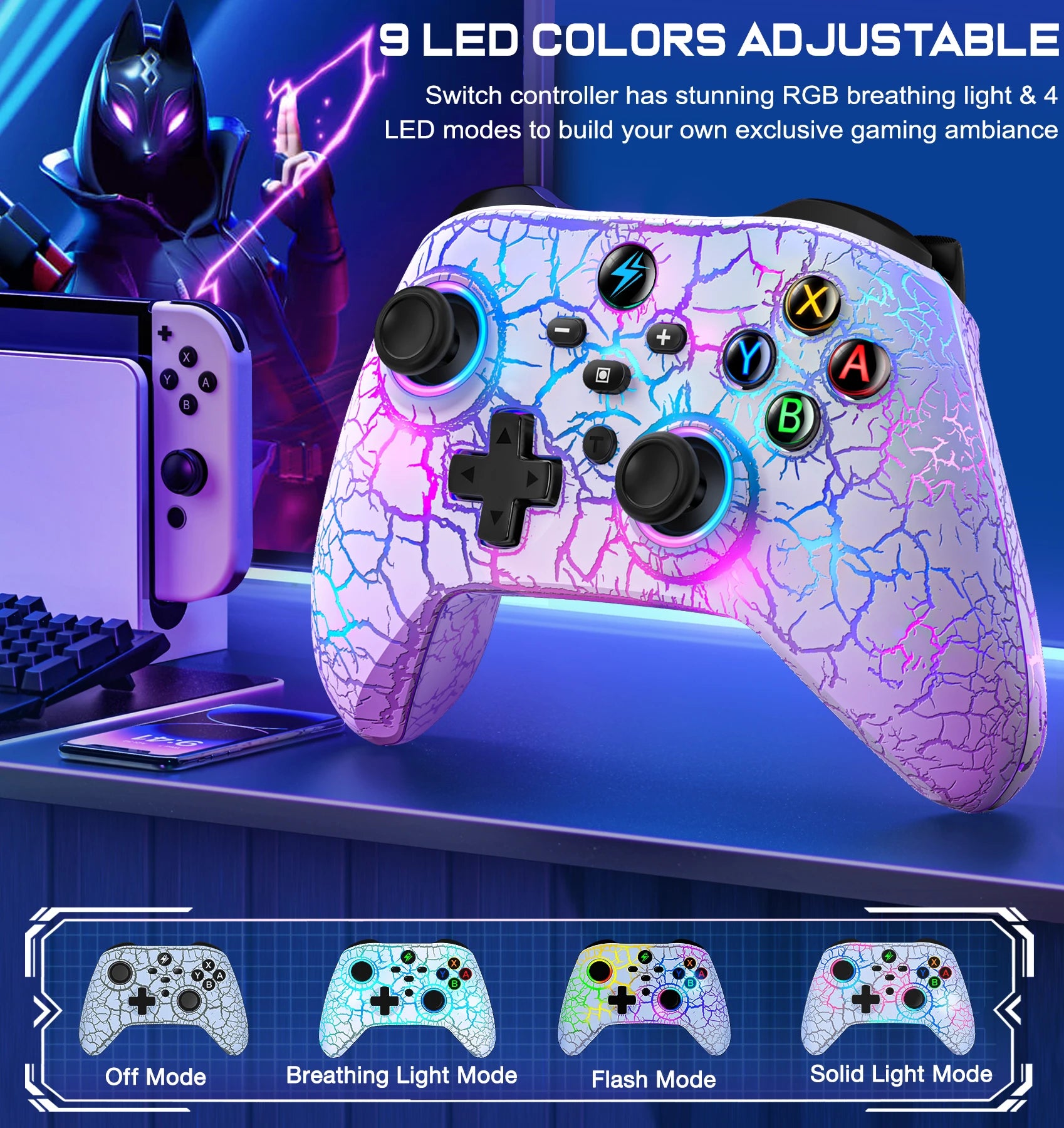 Wireless Controller For Switch/OLED/Lite For Android/IOS/PC with Programmable Keys Professional Lag-Free Gamepad
