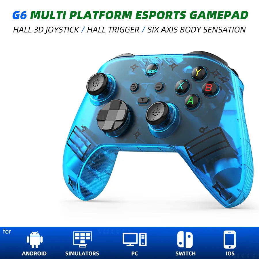 G6 Bluetooth-Compatible Game Controller For IOS/Android Gamepad For PC Hall rocker Six-axis Dual Vibration Joystick For Switch