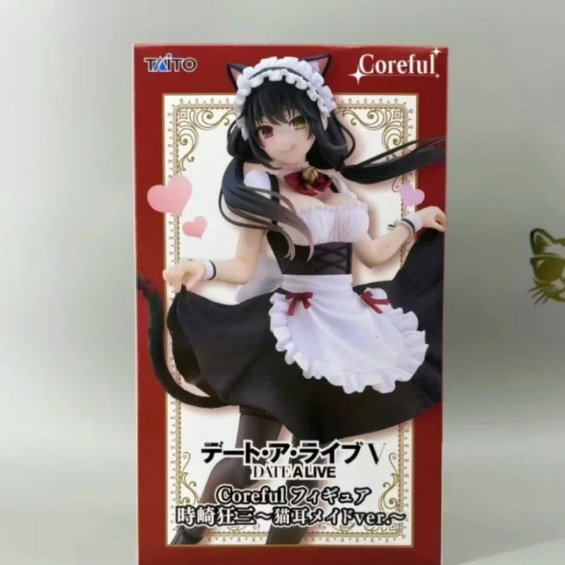 Original Taito Coreful Date A Live Kurumi Tokisaki Anime Crazy Three Cat Ear Maid Actionfigur Date Battle Scene Geburtstagsgeschenk