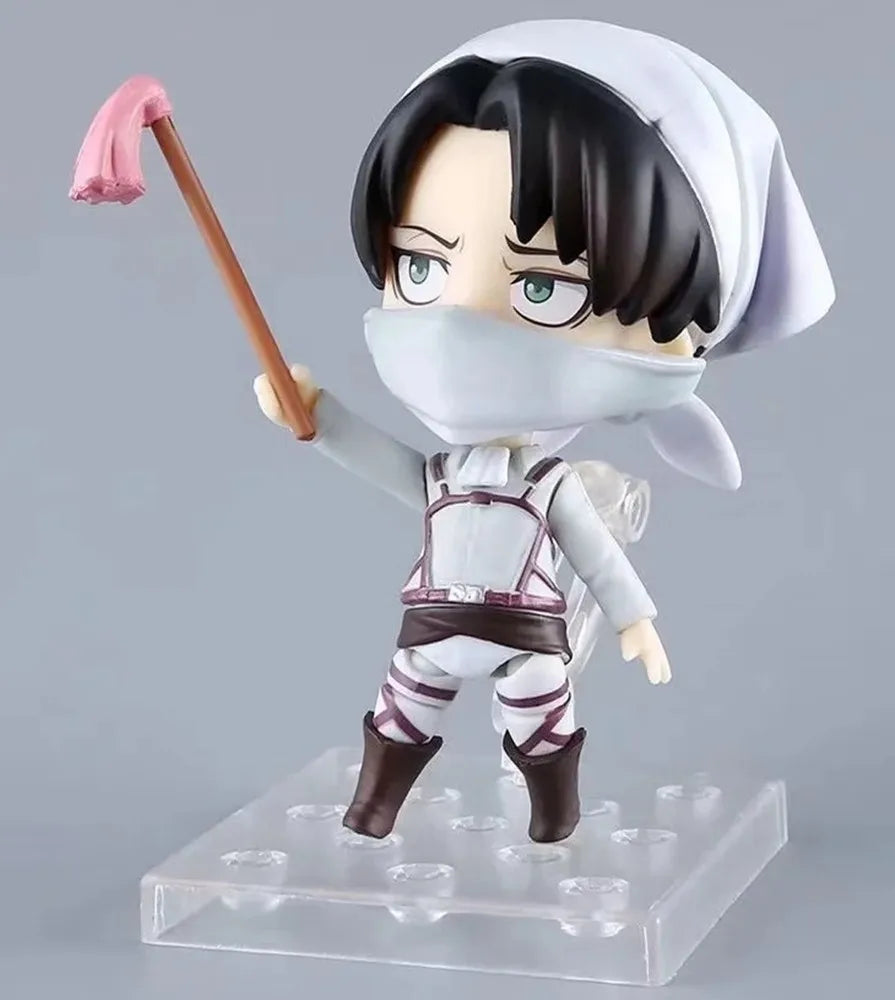 Anime 10CM Game Attack on Titan Levi Ackerman 417 Cleaning Ver. PVC Action Figure Collection Model Toys Gift