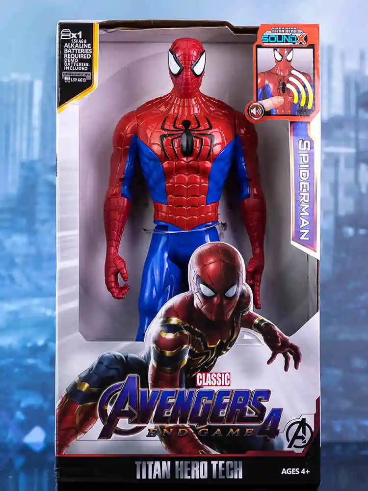 30cm Hot Marvel Avengers Toy Thanos Hulk Spiderman Iron Man Captain America Thor Black Panther With Sound And Light Action Toys
