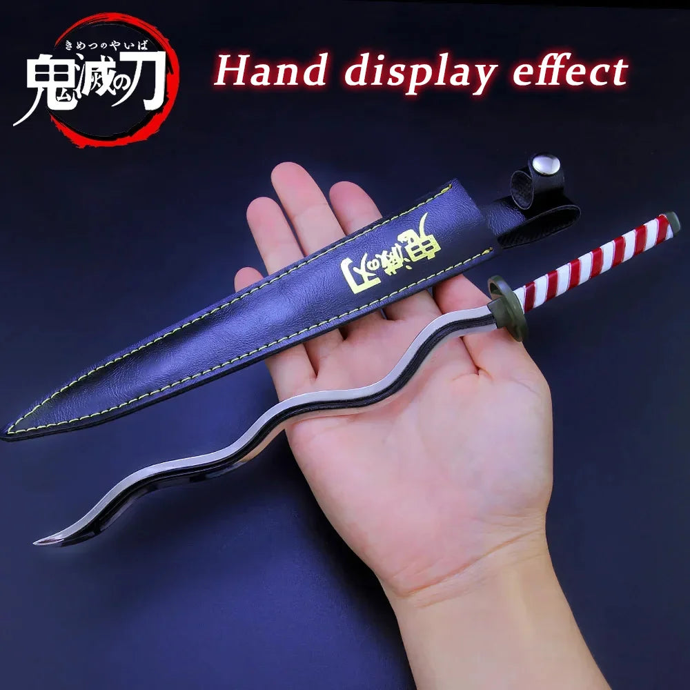 10 Zoll Demon Salyer Iguro Obanai Serpentine Nichirin Klinge Legierungsmodell Japanisches Anime Kimetsu No Yaiba Katana Stahlspielzeug Jungen