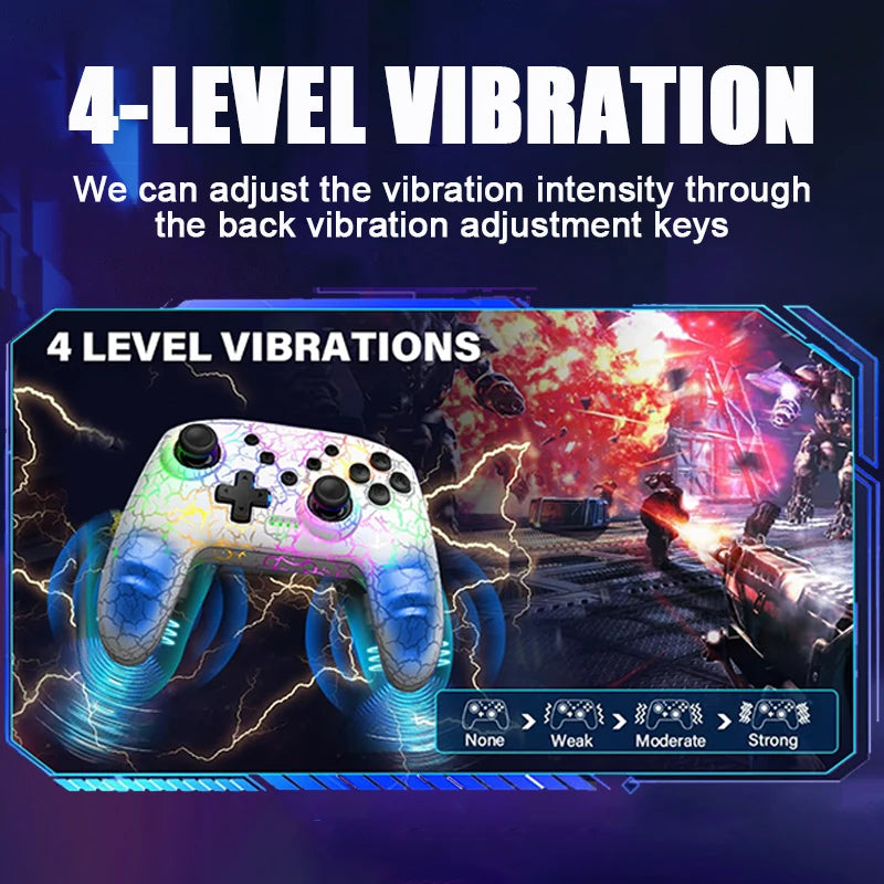 Six Axis Gyroscope Dual Vibration RGB Wireless Gamepad LED CRACK PROCESS For Nintendo Switch TV Box PS3 PC Joystick Controller