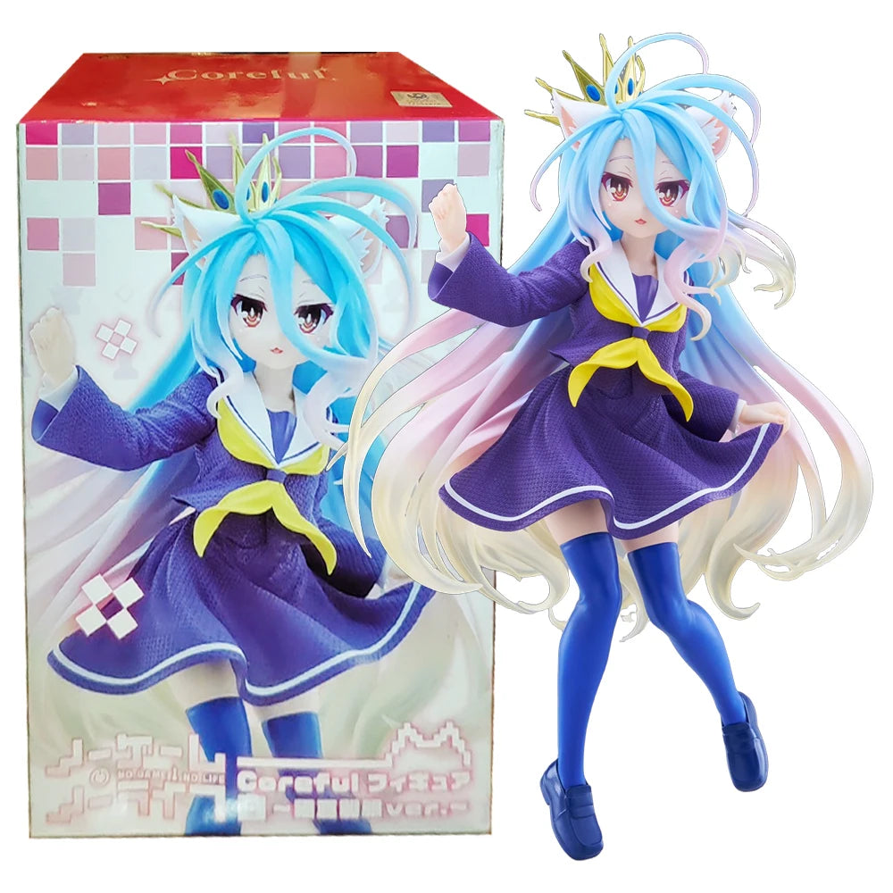 18.9cm Anime No Game No Life Figure Shiro Figure Cat Ear School Uniform Ver Figure Toy Gift Collection Aciton Figure PVC