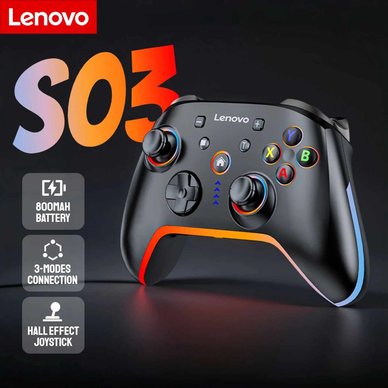 Lenovo S03 Wireless Bluetooth Controller for Switch/Switch 2/OLED/Lite/PC/IOS/Android/Mobile Gamepad with Hall Effect Joystick