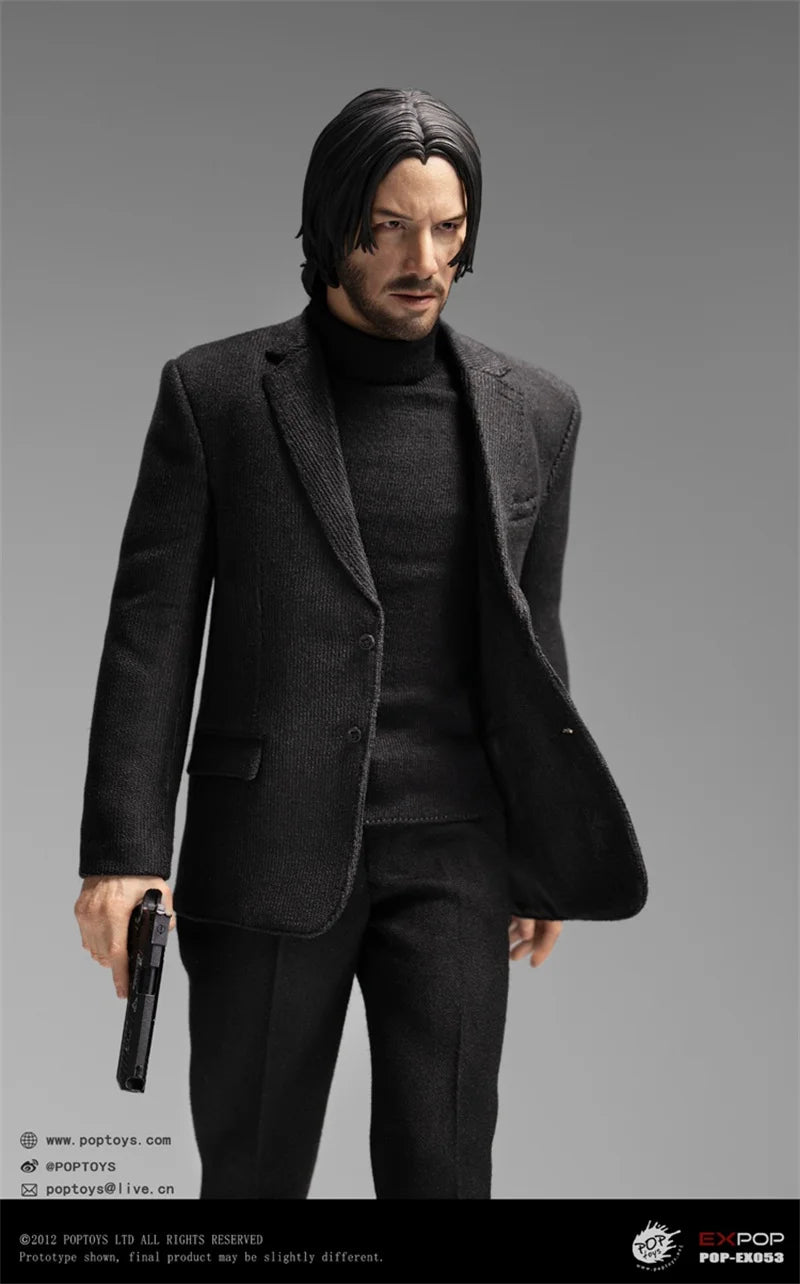 POPTOYS EX-053 1/6 Collectible John Wick Handsome Tough Guy Keanu Reeves Full Set 12" Male Soldier Action Figure Model for Fans