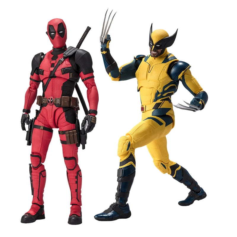 Bandai Genuine SHF Deadpool Wolverine 15.5cm MARVEL STUDIOS Anime Action Figure Collectible Model Toys Ornaments Gift Children