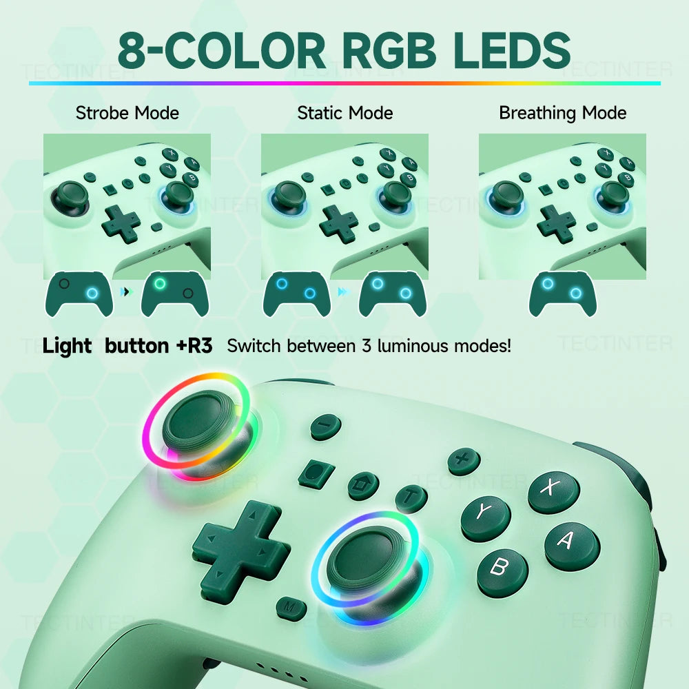 RGB Hall Effect Wireless Controller For Nintendo Switch/Switch 2/Android Gamepad PC Joystick Joypad Controle with Turbo Function