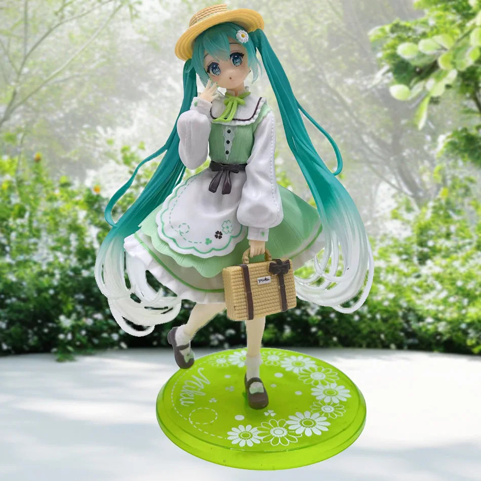 Hatsune Miku Desktop Cute Action Figure 20cm Neko Ears T-Shirt Ver Anime Figurine Kawaii Girl Model Toy Adorable Decor Gift