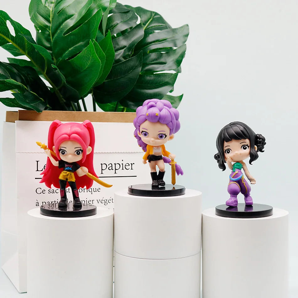 Hot 10pcs/Set Q Version Demon Hunters Action Figure PVC Toy Derpys Rumi Mira Zoey Sussy Figurine Doll For Fans Gift Childen Gift