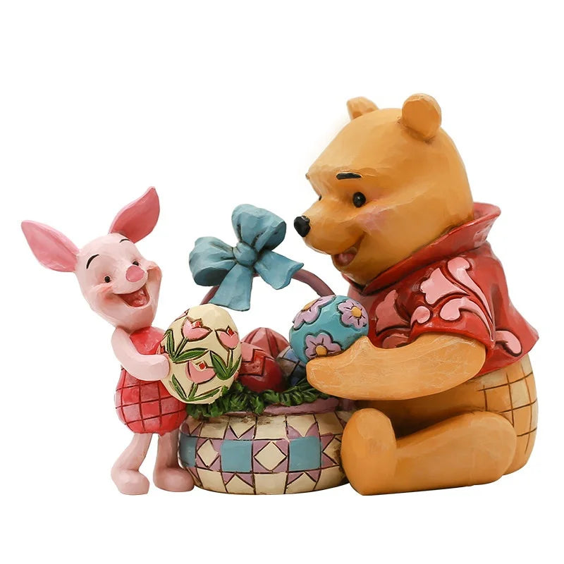 Disney Official Winnie The Pooh And Piglet Collectible Figurine Easter Scene Desktop Decor Statue For Disney Fans Collectors