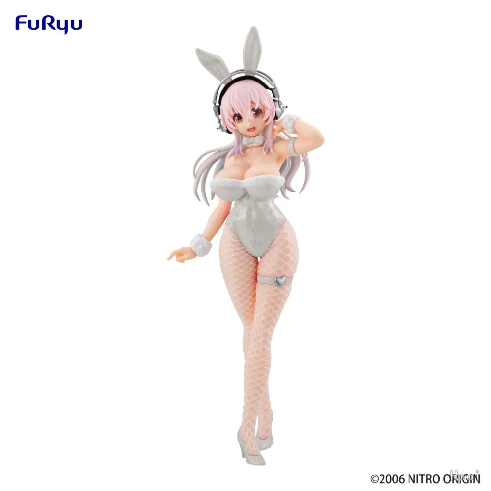 In Stock FuRyu Original Genuine Super Sonico BiCute Bunnies Figure Pearl White Ver. 30cm Sexy Collections Model Toy Figures Gift
