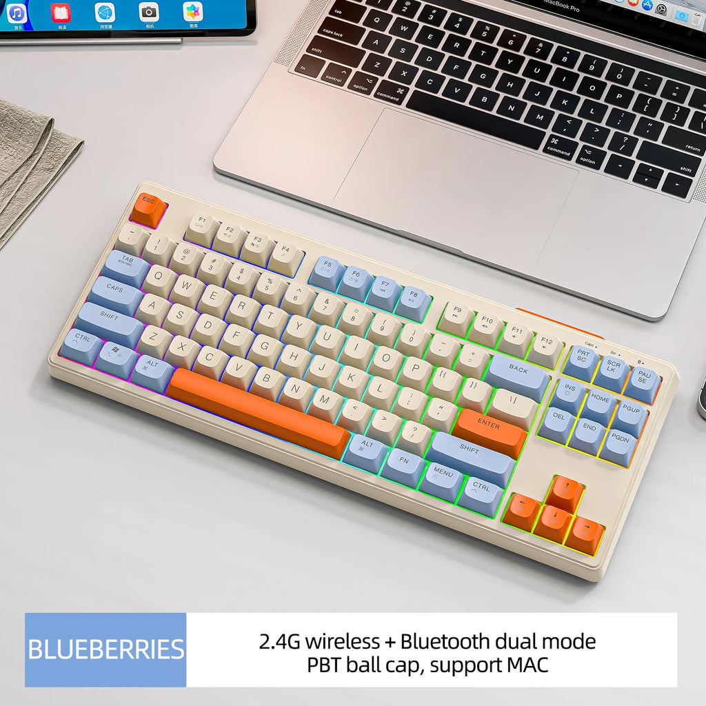 M87 Wireless Keyboard and Mouse Combo, Bluetooth Dual Mode, PBT,Backlit,Rechargeable Keyboard Mouse Kit for Silent Office Gaming