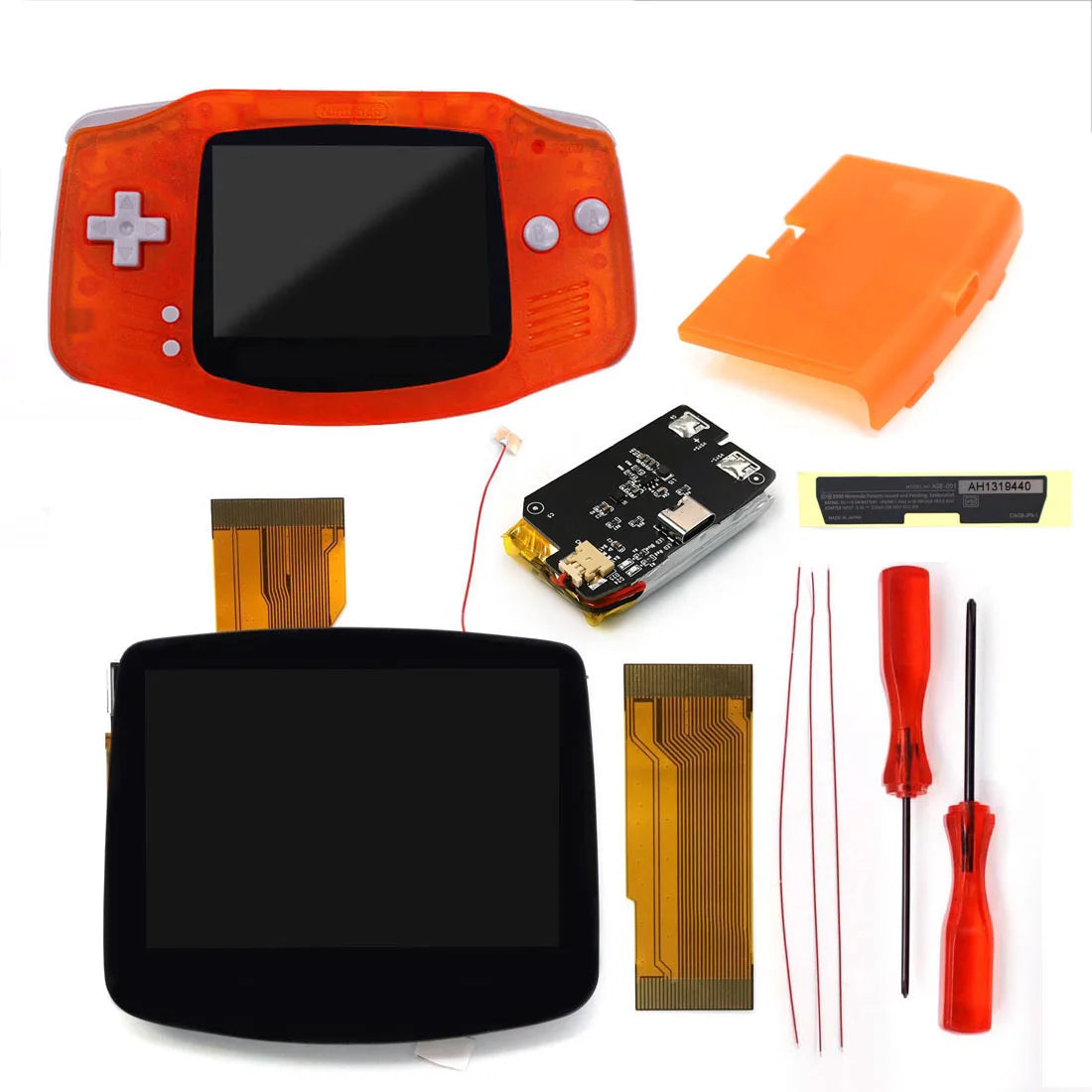 GBA V5 Laminated IPS LCD Backlight KIT Built-In Rechargeable 1800mAh Lithium Battery Type-c Port For Gameboy Adavance GBA Shell