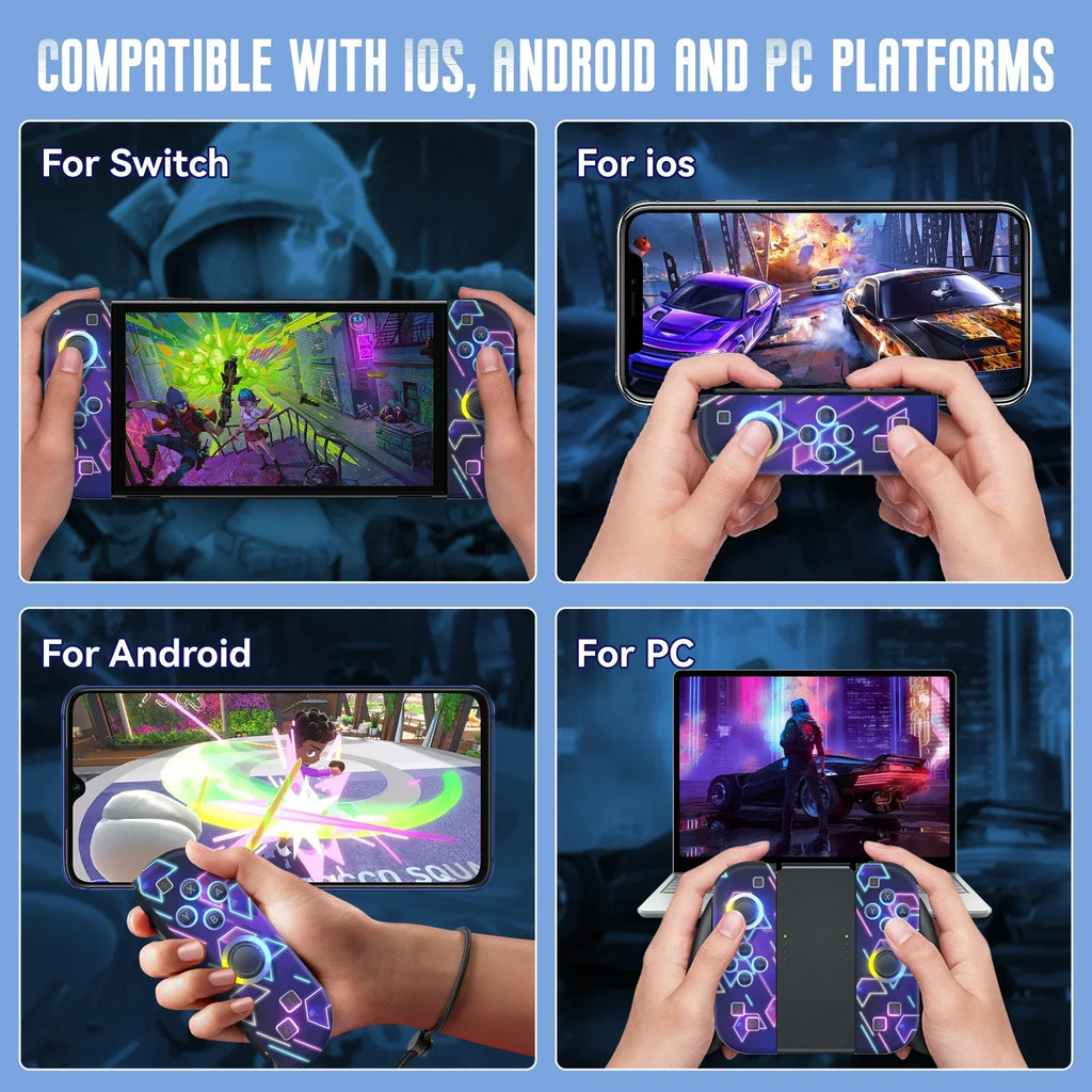 Joypad For Nintendo Switch/OLED/Lite - Vibration Turbo Wake-up FUNC NO Drift , Wireless Controller L/R Handle RGB Light