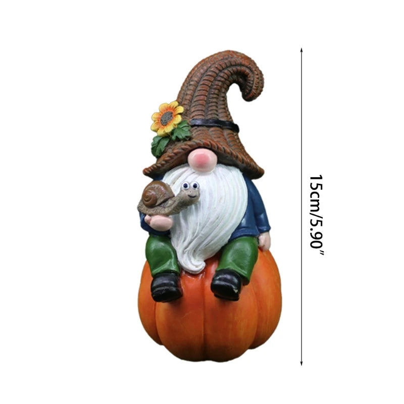 Pumpkin Gnomes Garden Statue Resin Desktop Lawn Ornaments Outdoor Garden Decoration Fall Gnomes Figurine Thanksgiving