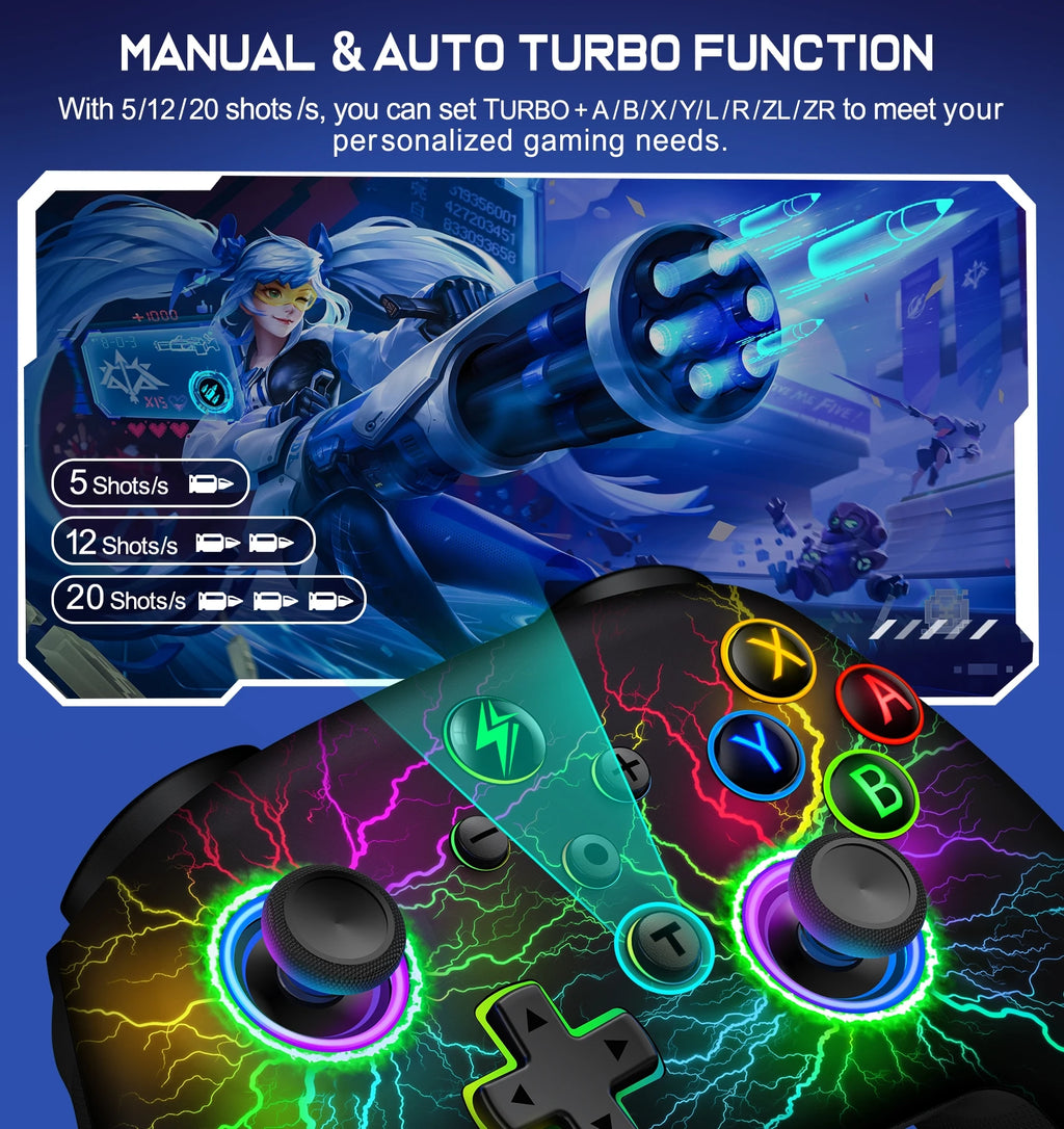 DinoFire Wireless Controller For Nintendo Switch OLED  Pro Gamepad for Switch Lite with 1000Mah Rechargeable Battery