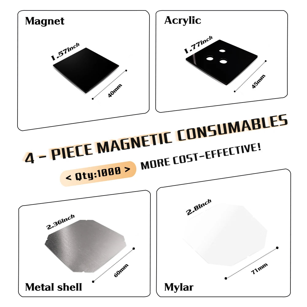 2x2" (Maschine + Cutter + 100 Magnete) oder (1000 Magnete Material) Custom Photo Kit Kühlschrank Magnet Button Maker Maschine Kühlschrank