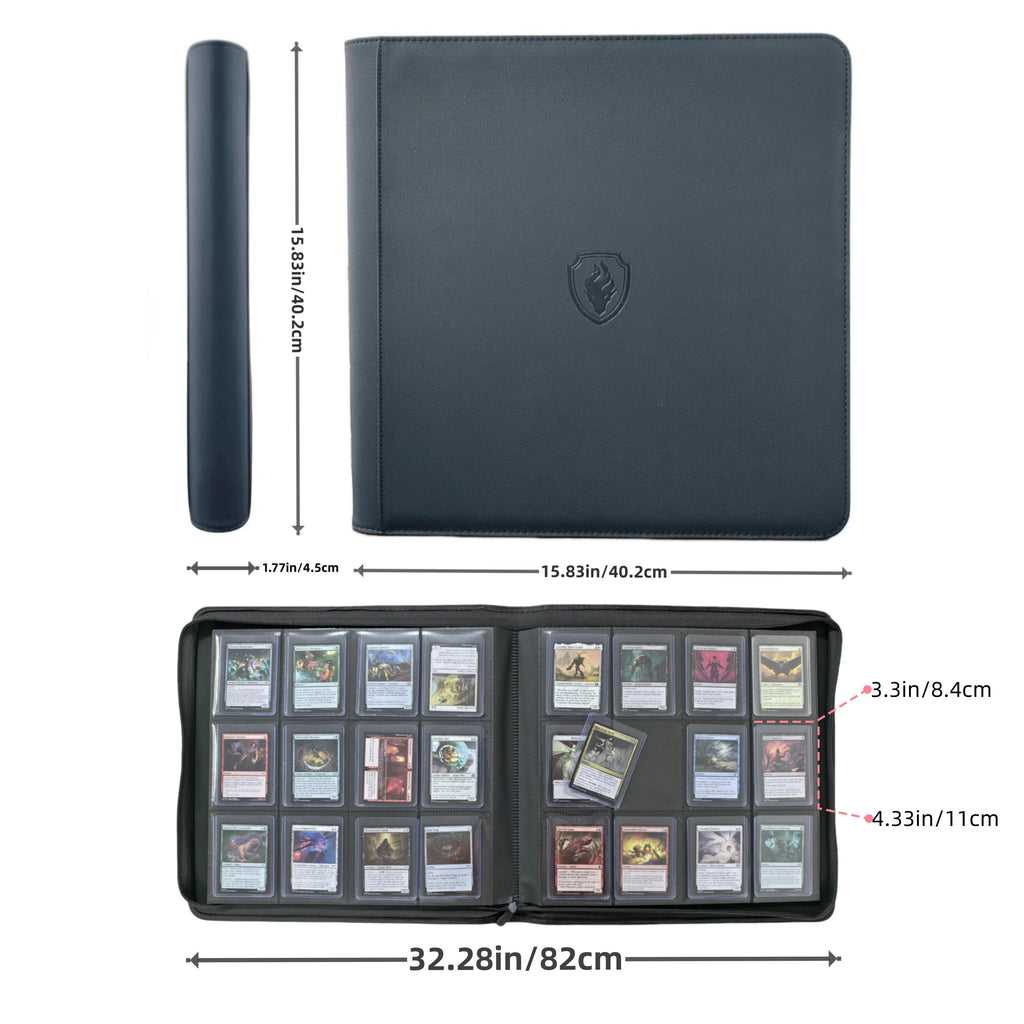 Holds 384 Toploaders | 12-Pocket | Ringless Double-Sided Pockets |  Premium Top Loader Binder for Trading Cards