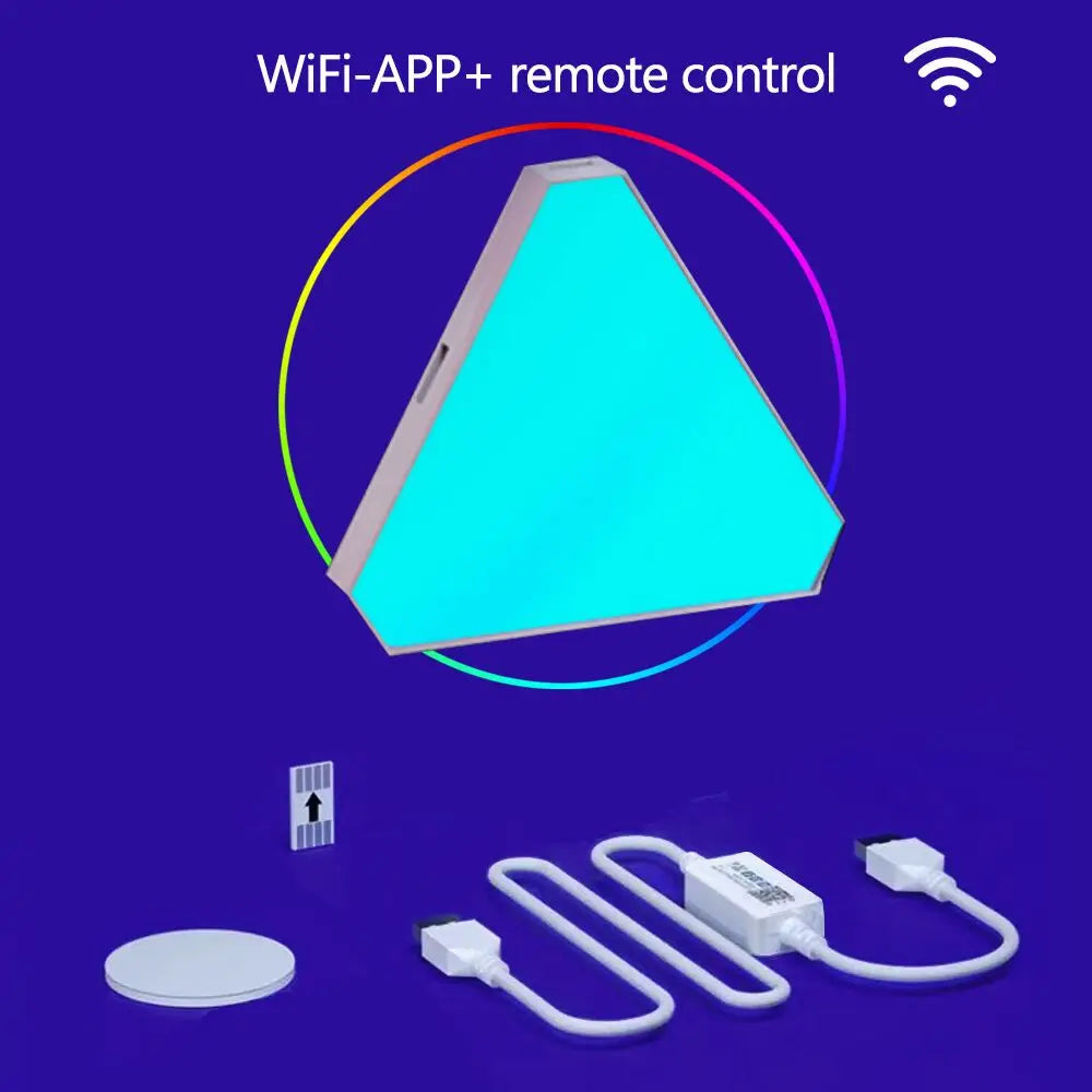 LED Smart WiFi Triangle Wall Light RGB Indoor Atmosphere Night Light APP Music Synchronization Game Room TV Bedroom Decoration