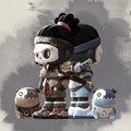 Mr.Bone Winter Skiing Figure Polar Snowstorm Skeleton White Blue Sports Cool Boy with Skate Katana Dog Mask Collection Art Toy