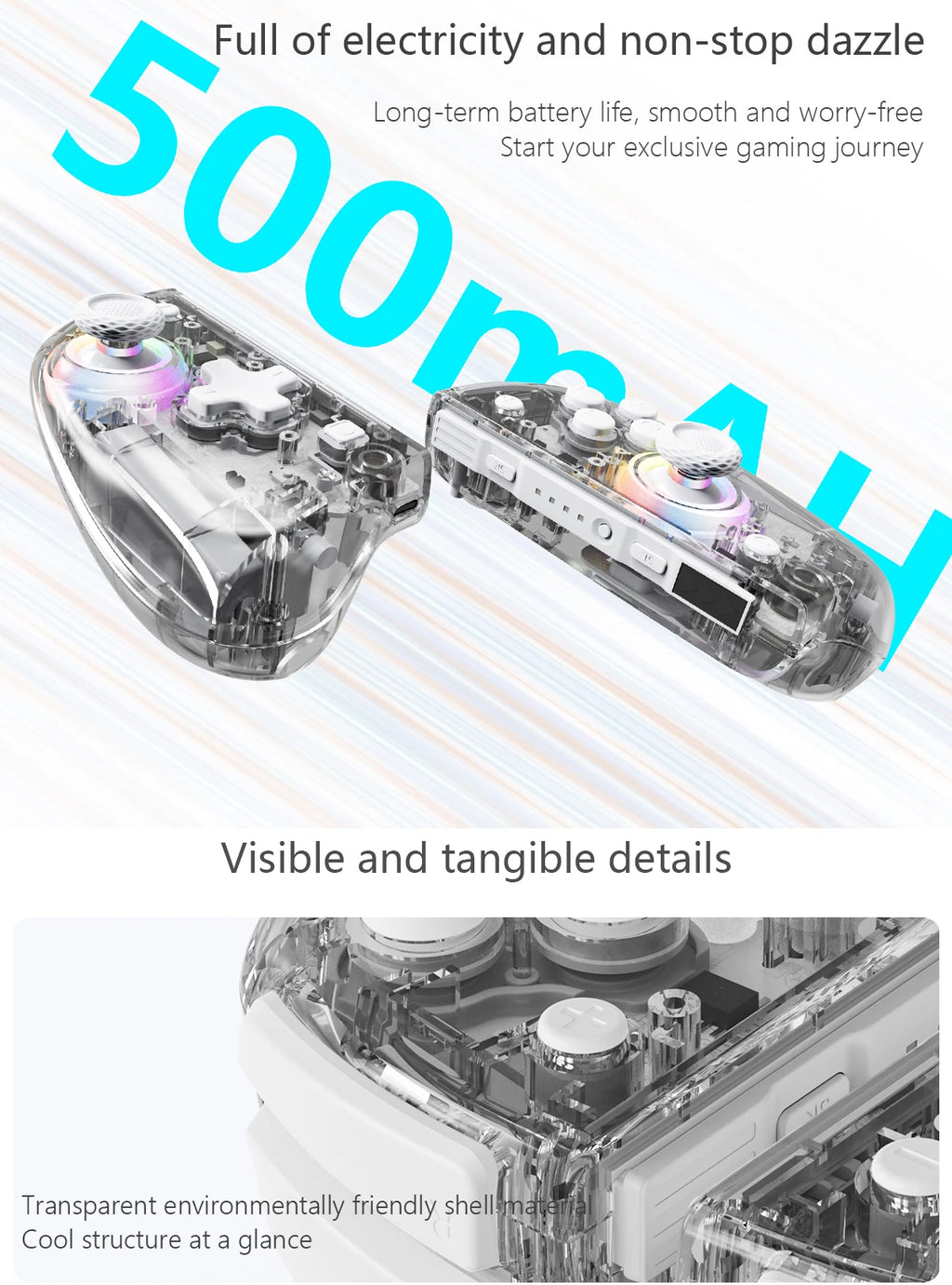 Meteor Light Joycons Wireless Controller for Switch/OLED with Programmable/Motion Control/Dual Vibration/Turbo