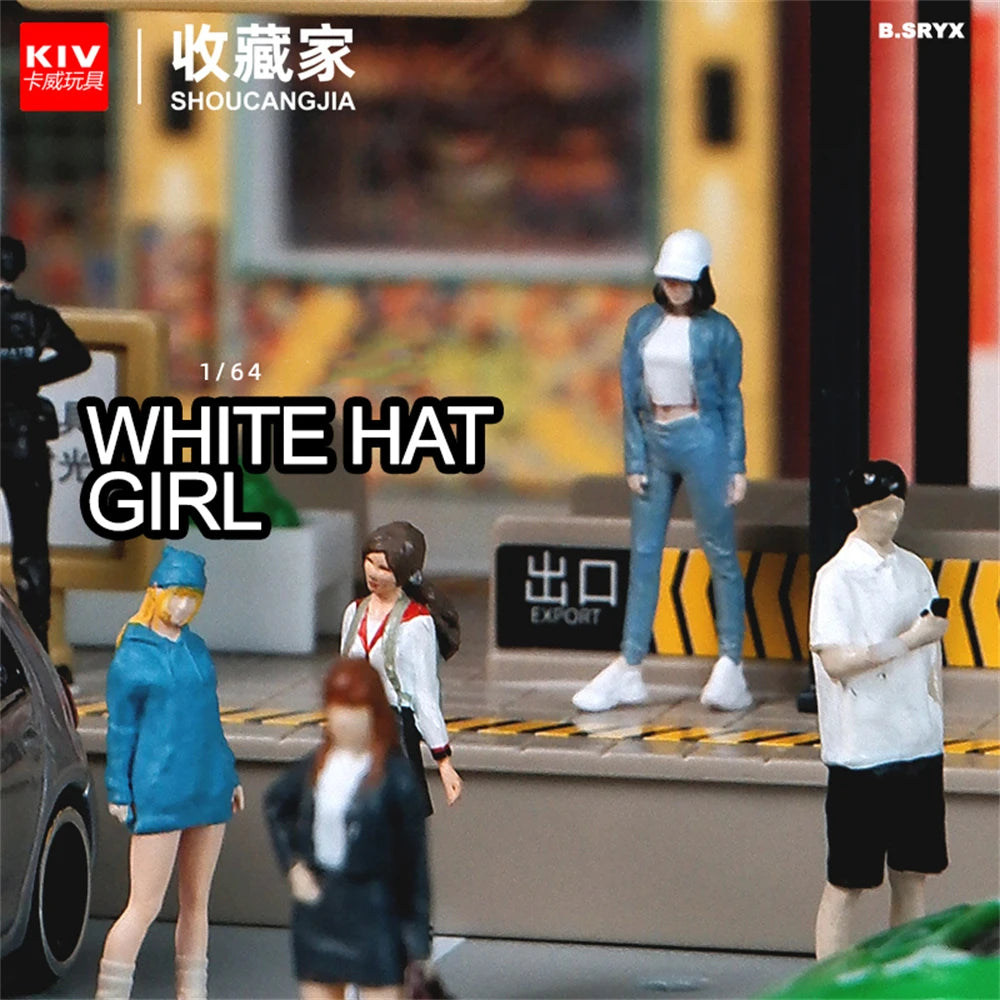Kicarmod 1/64 Scale Model Figurine the Girl in the Denim Suit Figure Miniature Doll Model of in Scale Diecast Model