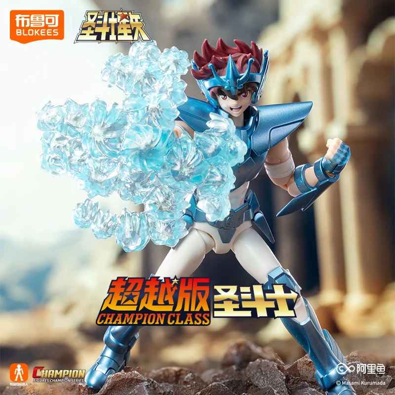 Original Blokees Saint Seiya Actionfigur Taurus Aldebaran Spielzeug Aiolos Pegasus Mu Aiolia Milo Montagemodellbausatz Champion-Klasse