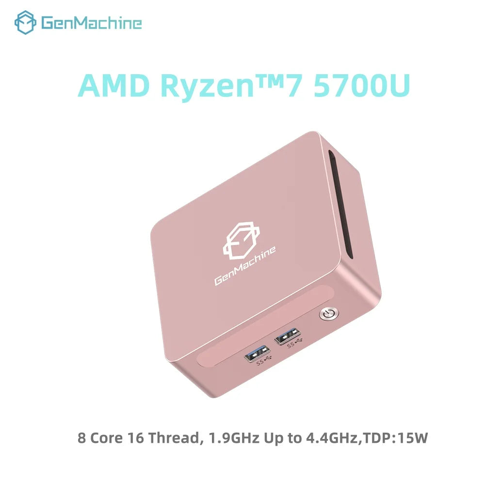 GenMachine Mini PC Ryzen 5700U 16G RAM 256G ROM Support Windows 11 DDR4 3200MHz WiFi6 Diy Gaming Computer Pc Gaming Mini Pc